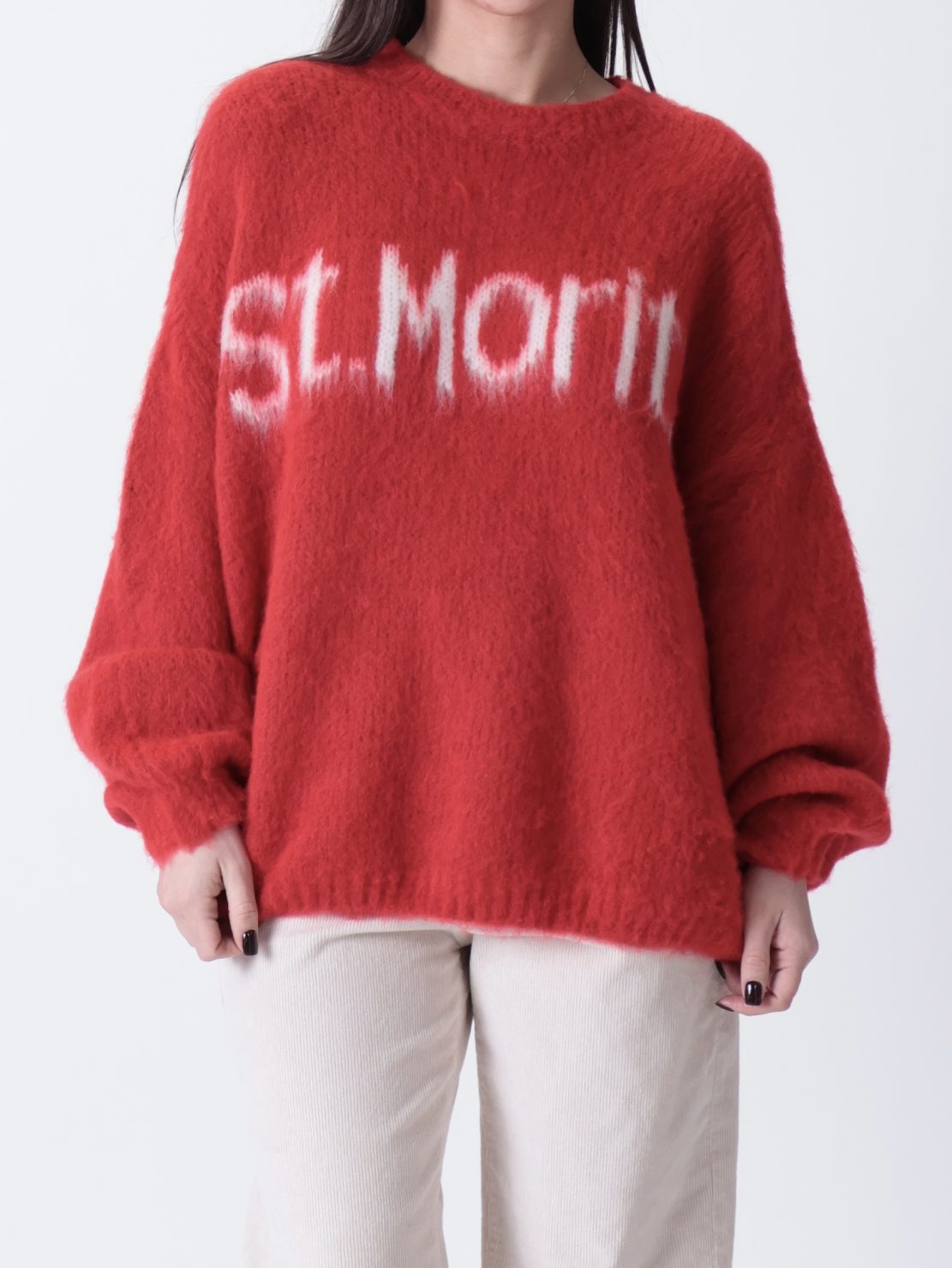 Maglione girocollo st.moritz rosso/panna