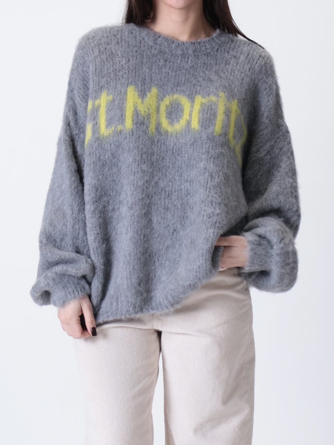 Maglione girocollo st.moritz grigio/lime