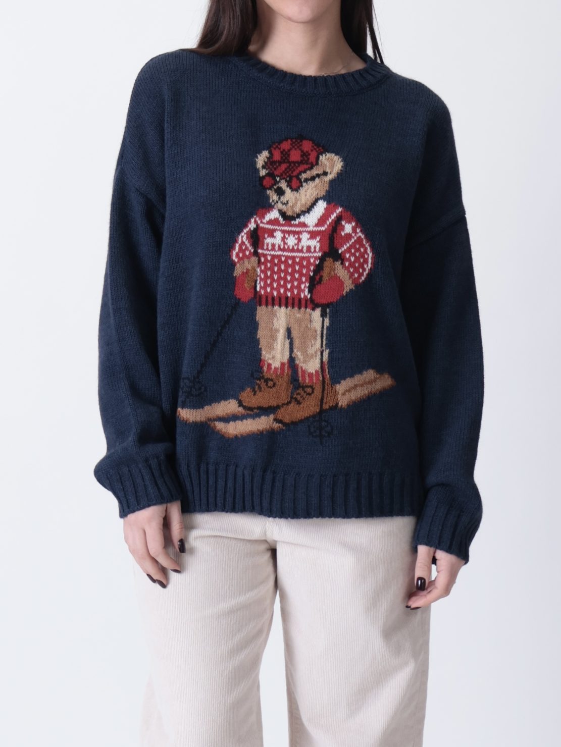 Maglione orso montagna blu