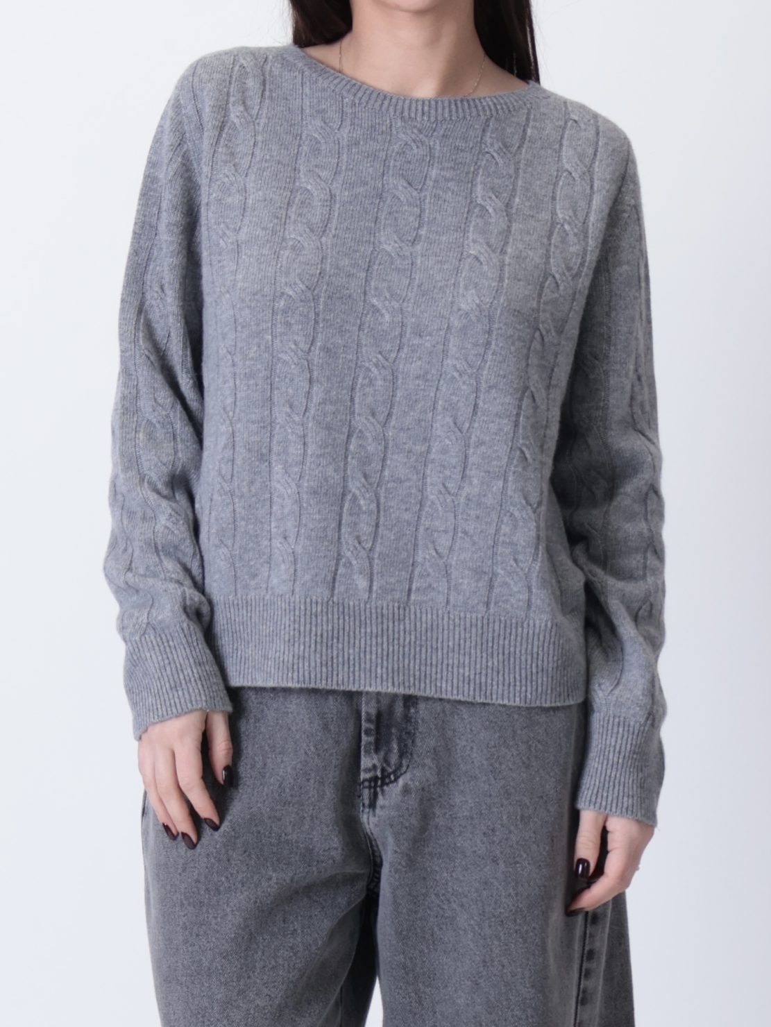 Pullover treccia grigio
