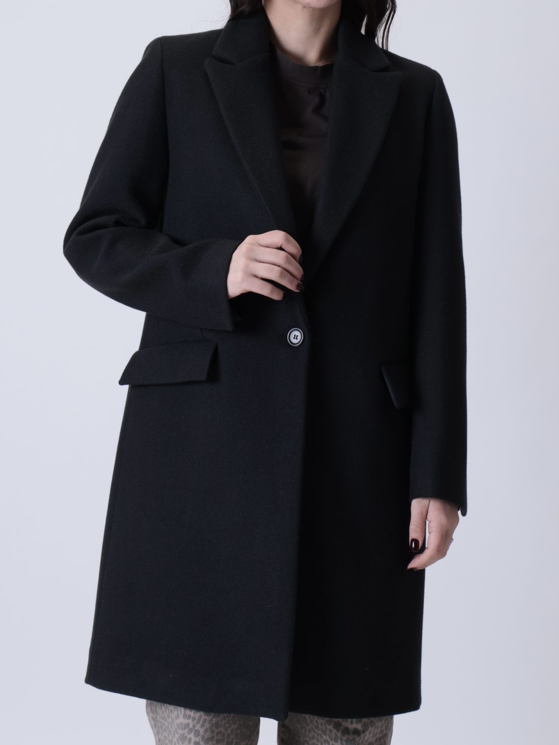 Cappotto un bottone nero