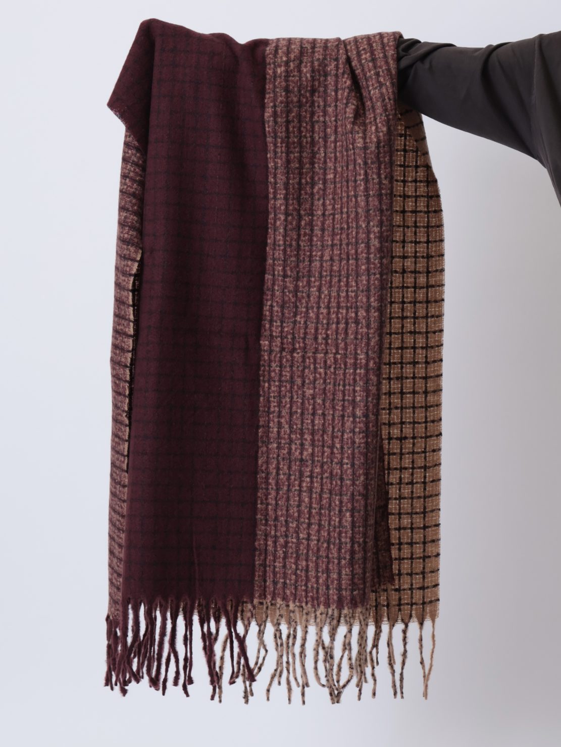 Sciarpa cammello/bordeaux