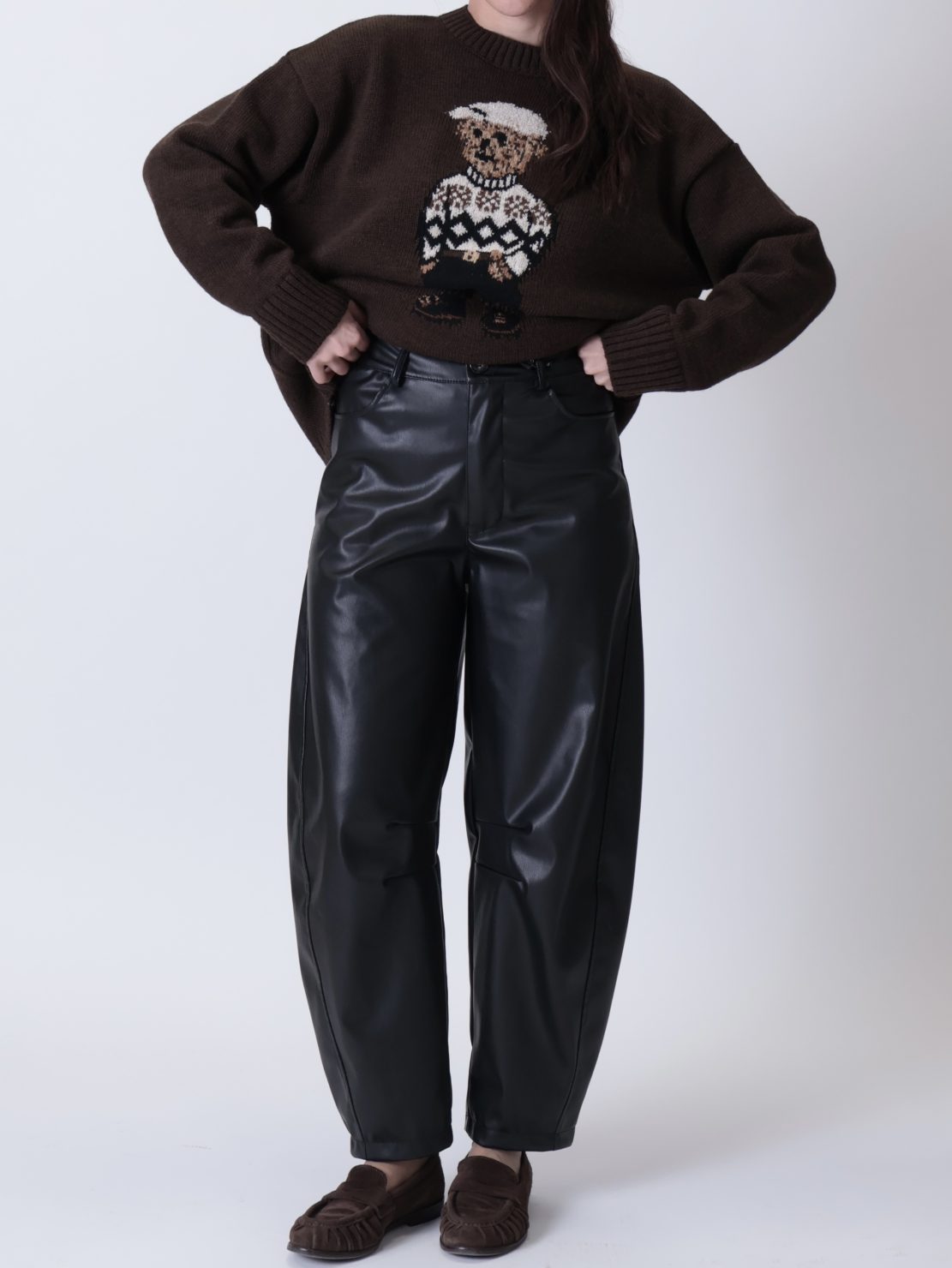 Pantalone balloon ecopelle nero