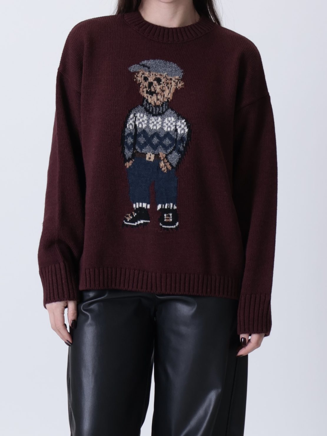 Maglione orsetto bordeaux