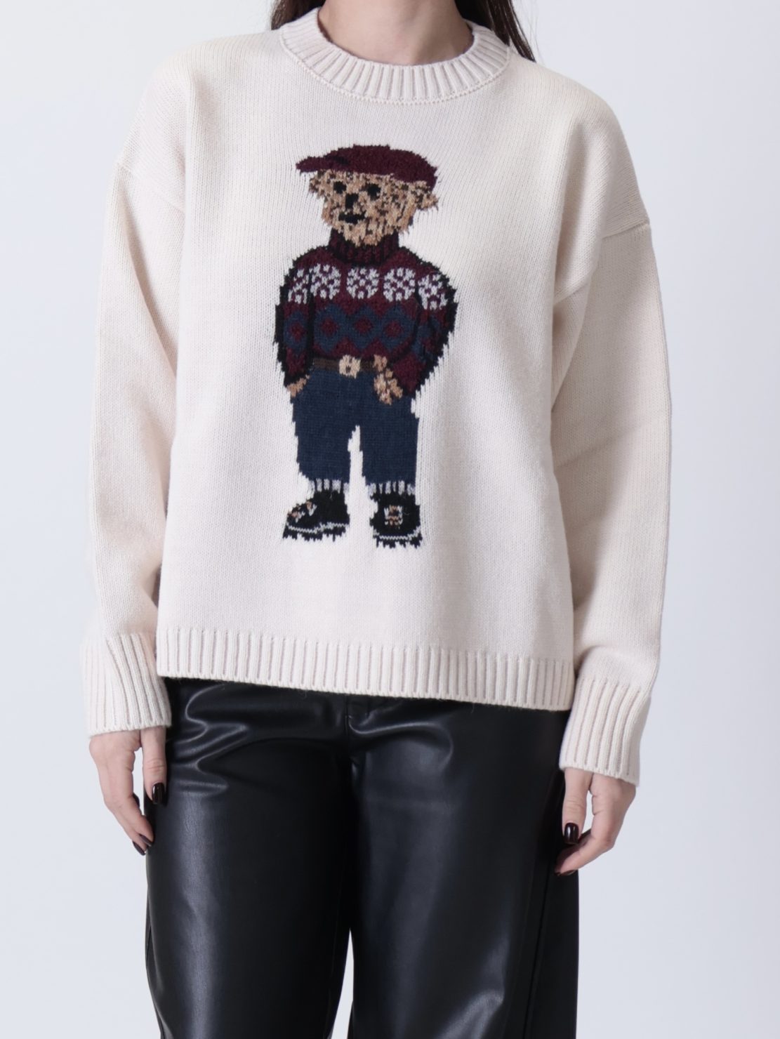 Maglione orsetto panna