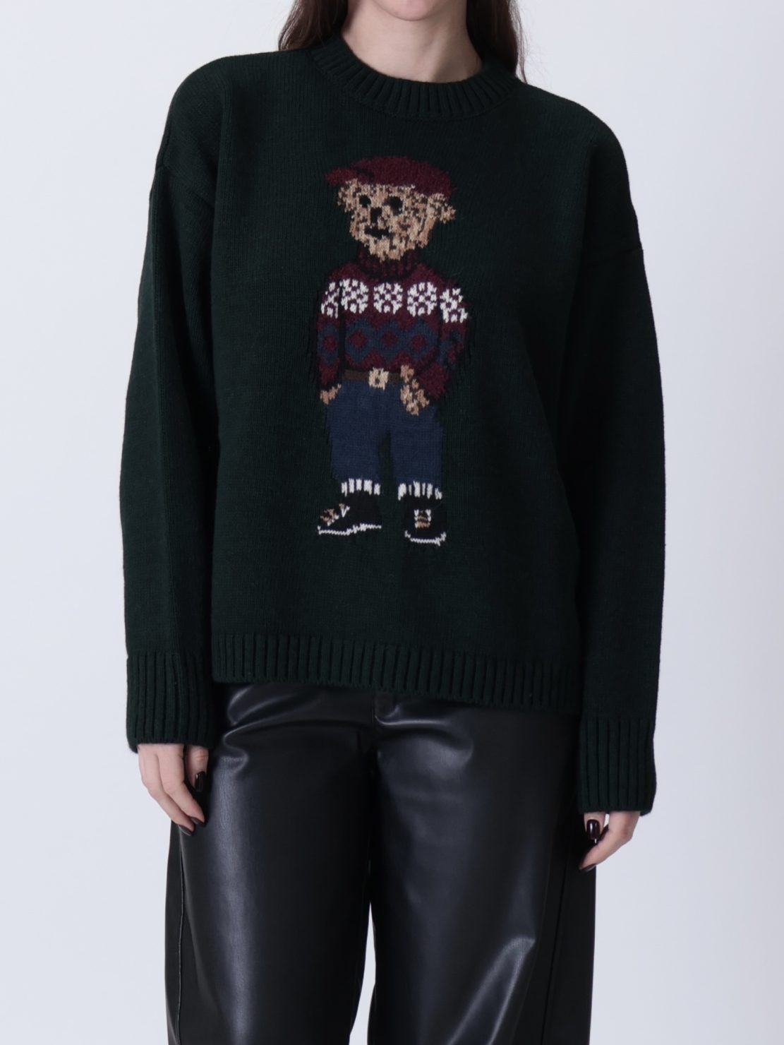 Maglione orsetto verde