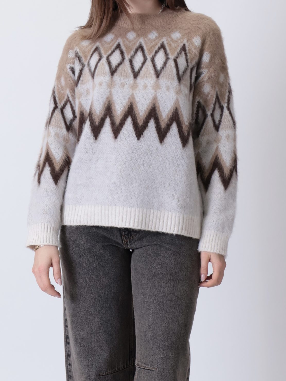 Maglione norvegese panna/cammello