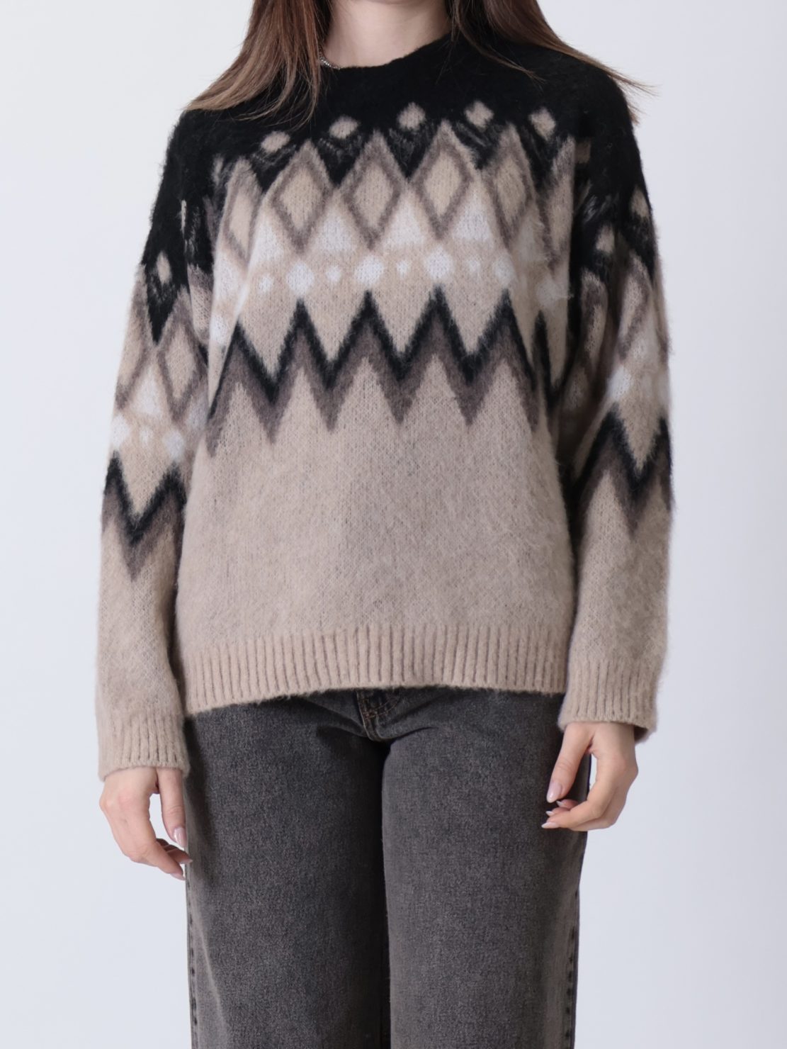 Maglione norvegese beige/nero