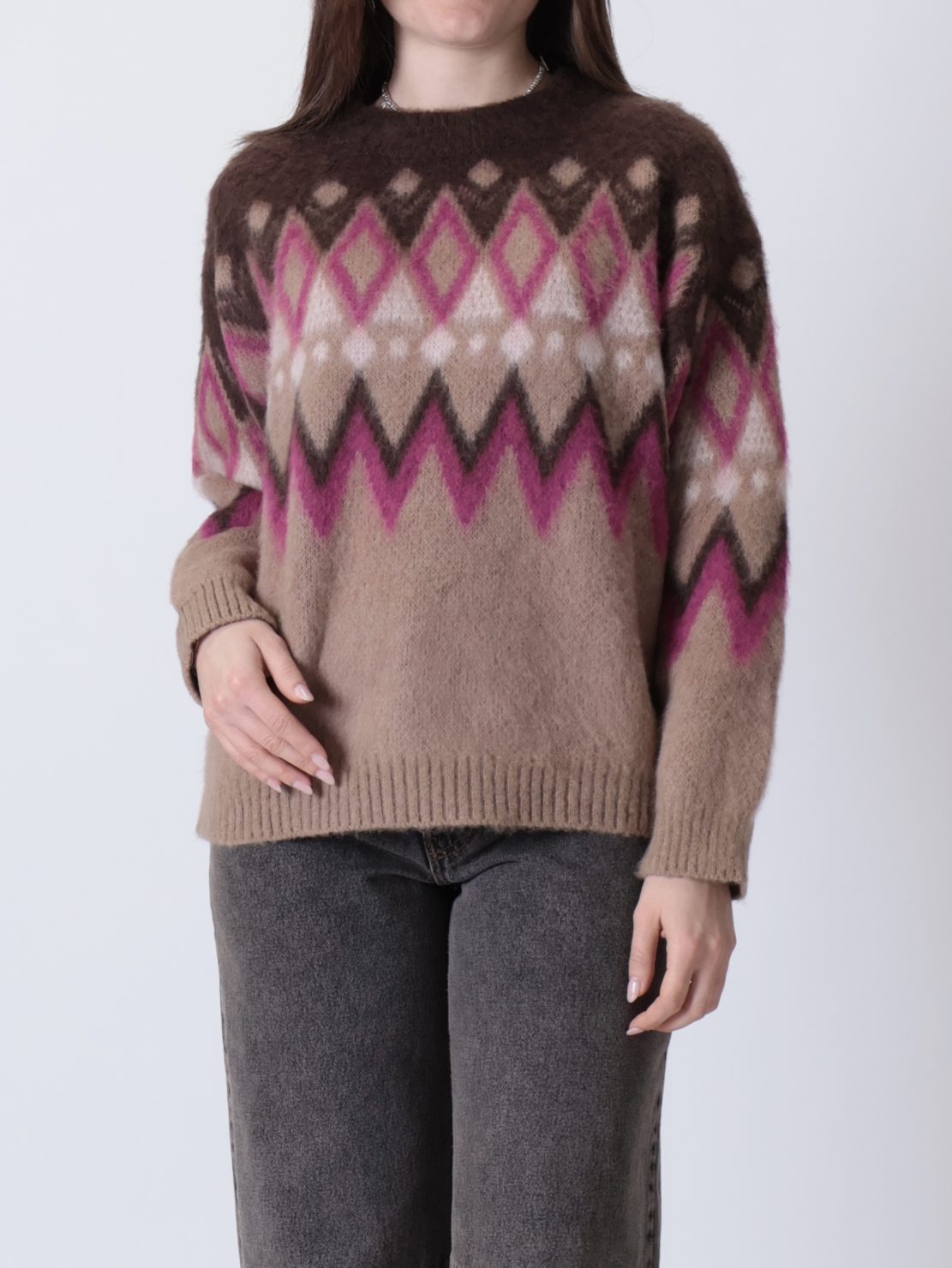 Maglione norvegese cammello/moro