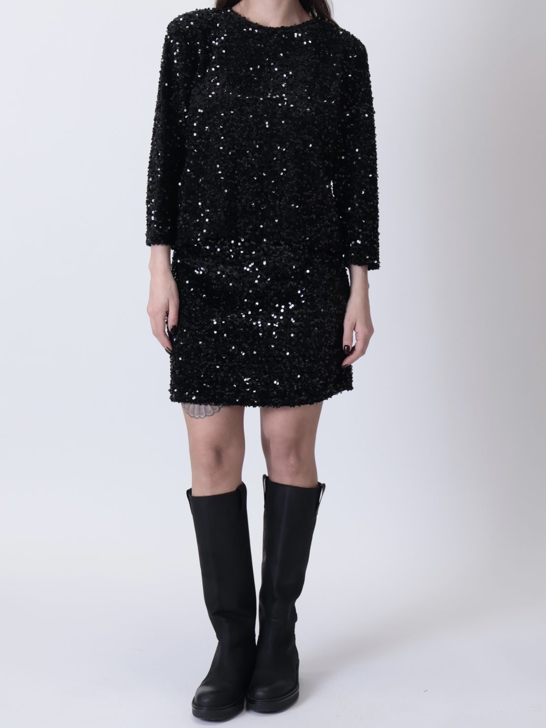 Blusa paillettes nera