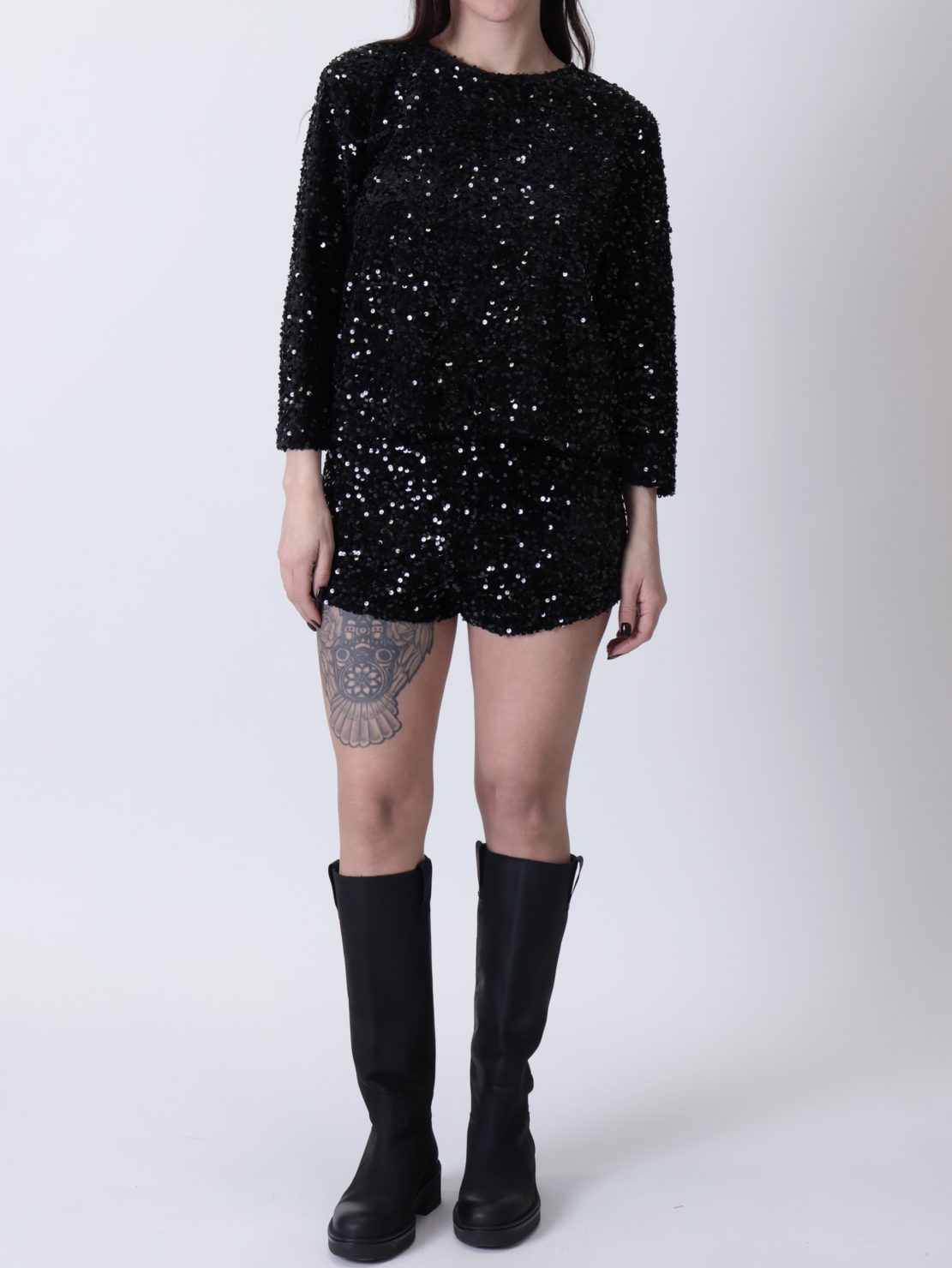 Shorts paillettes nero