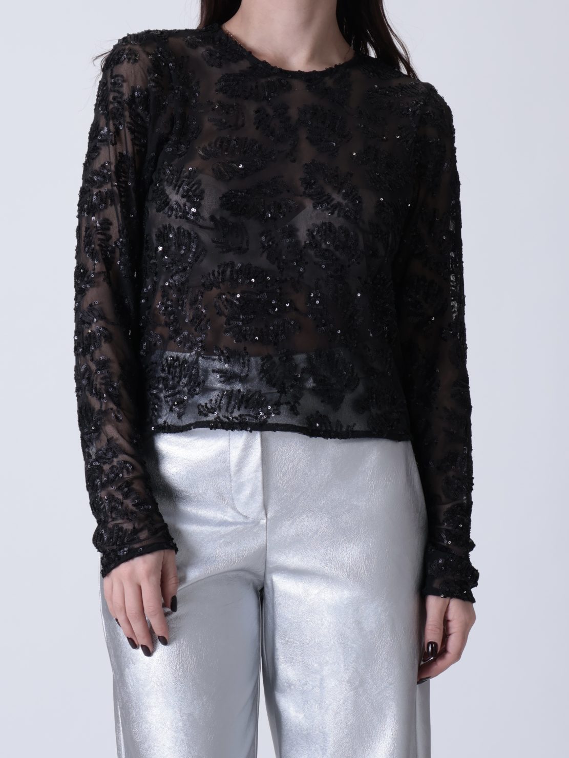 Maglia rete paillettes nera