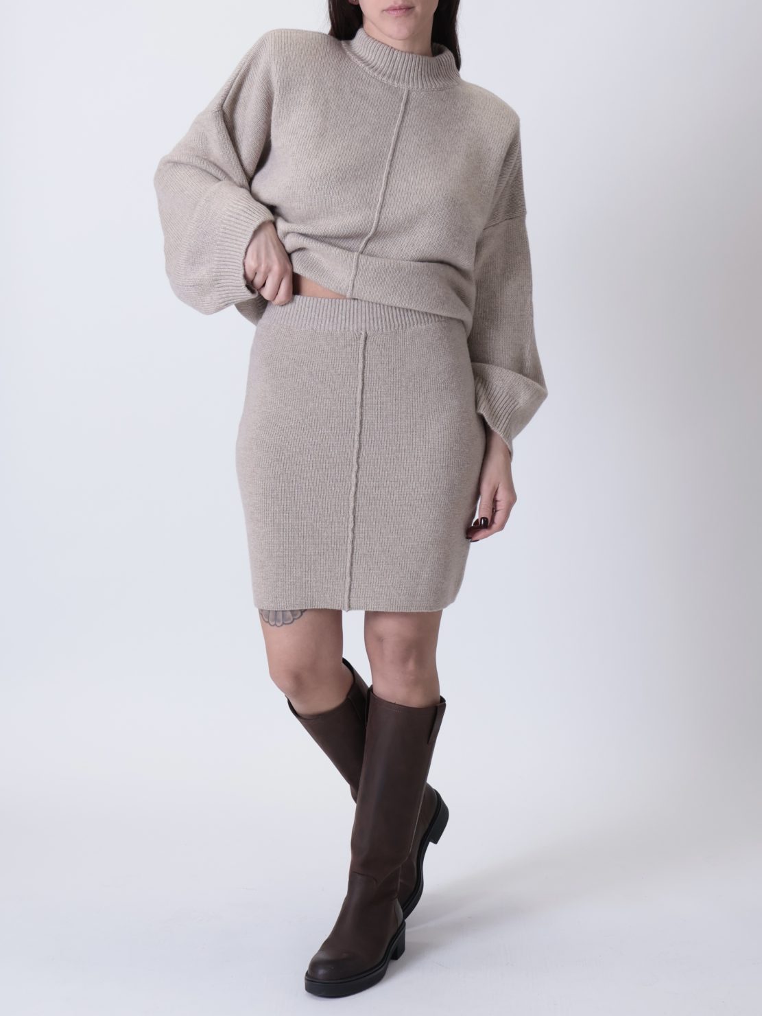 Gonna in maglia beige