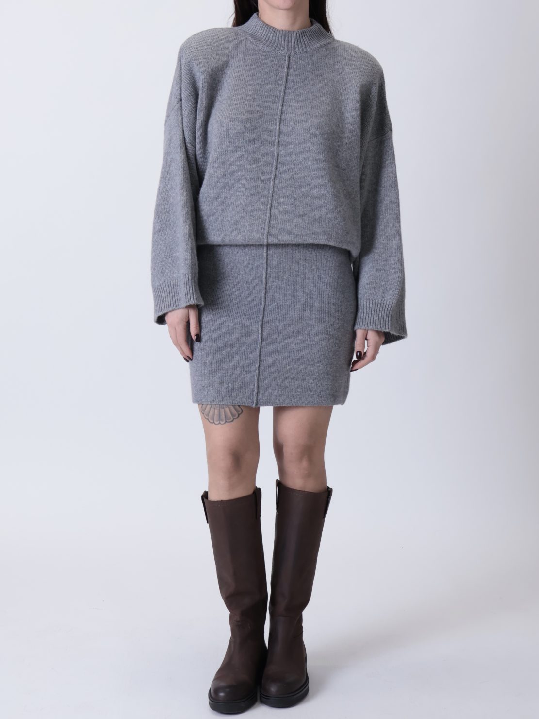 Gonna in maglia grigio