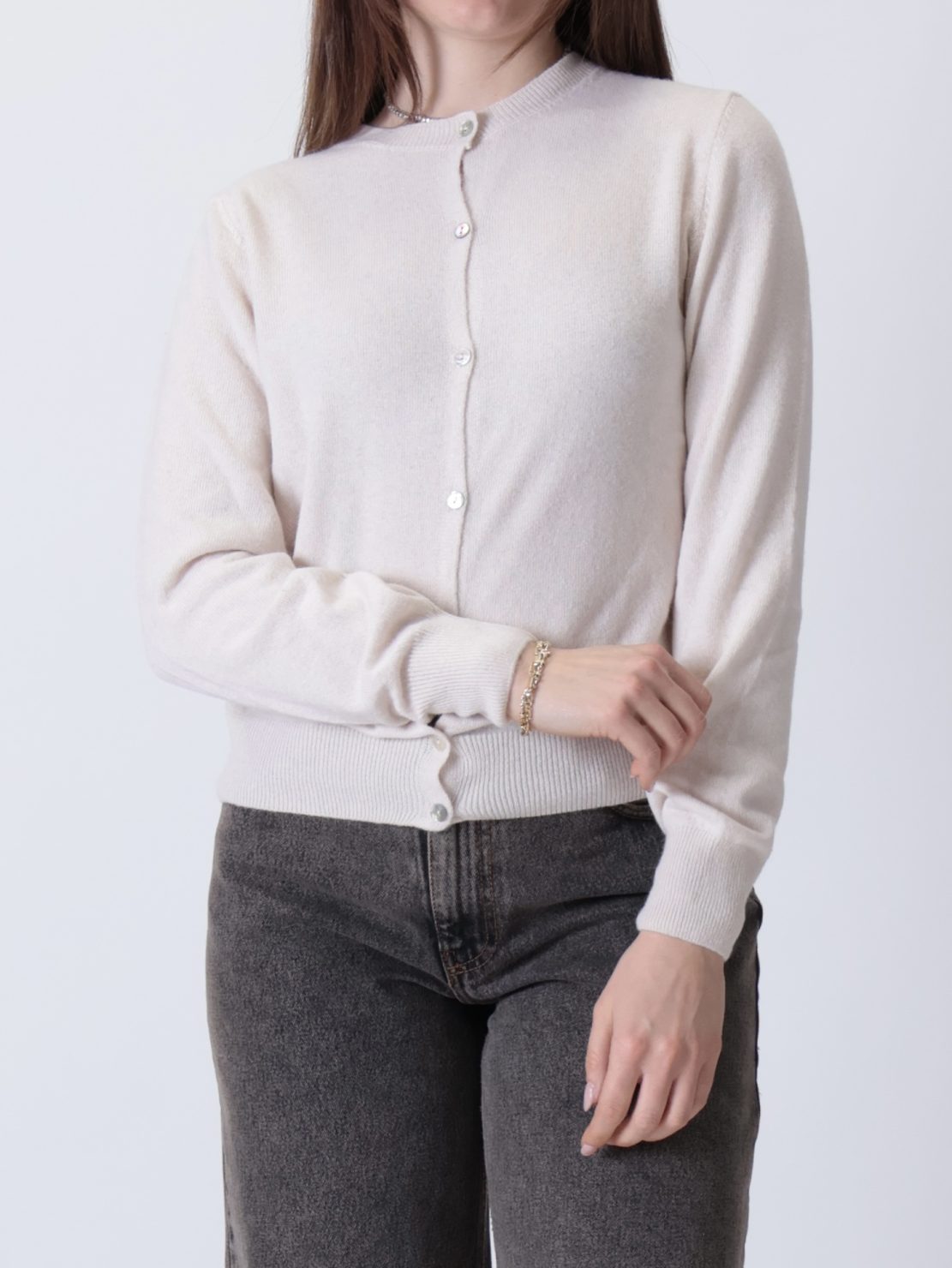 Cardigan rebecchina lana burro