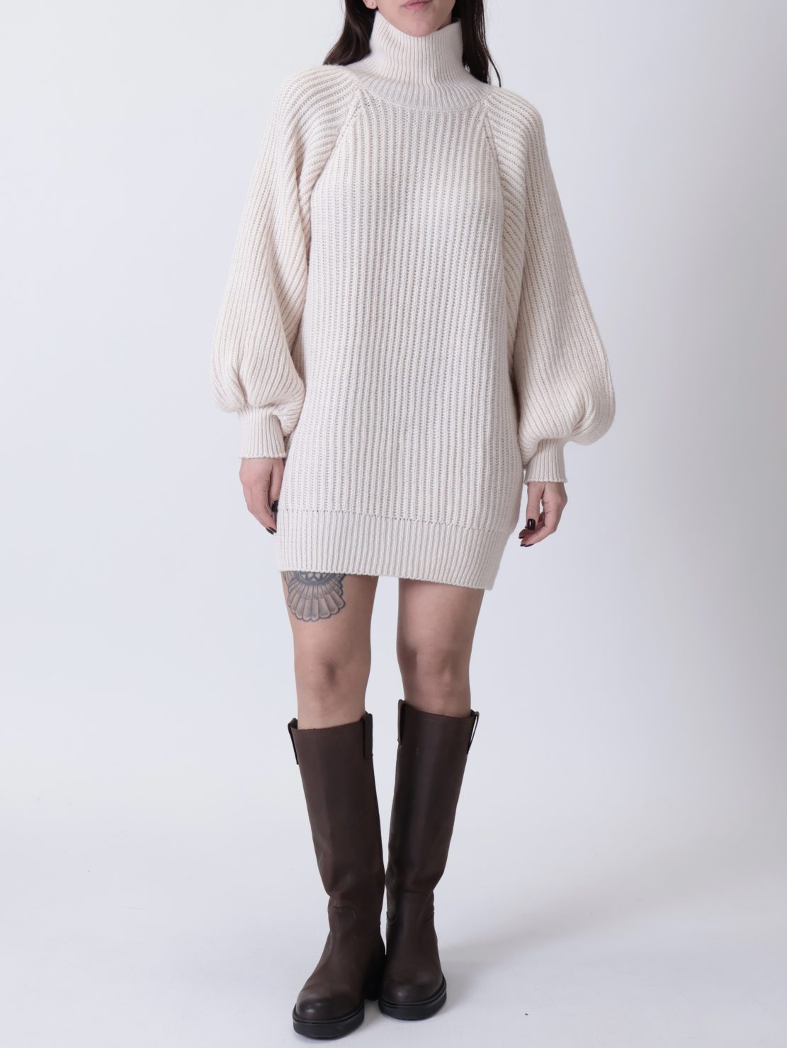 Abito dolcevita palloncino panna