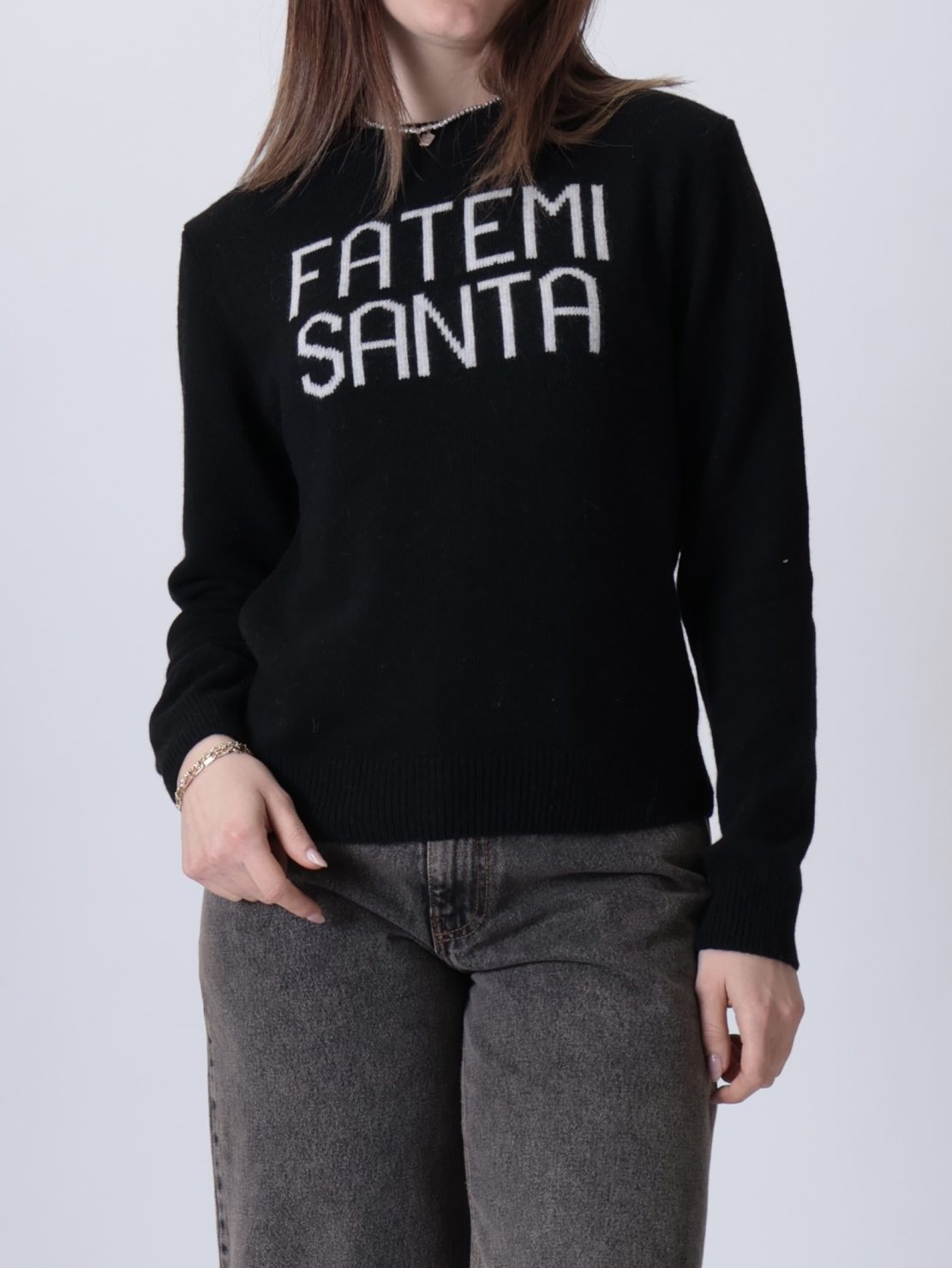 Maglione "FATEMI SANTA" nero