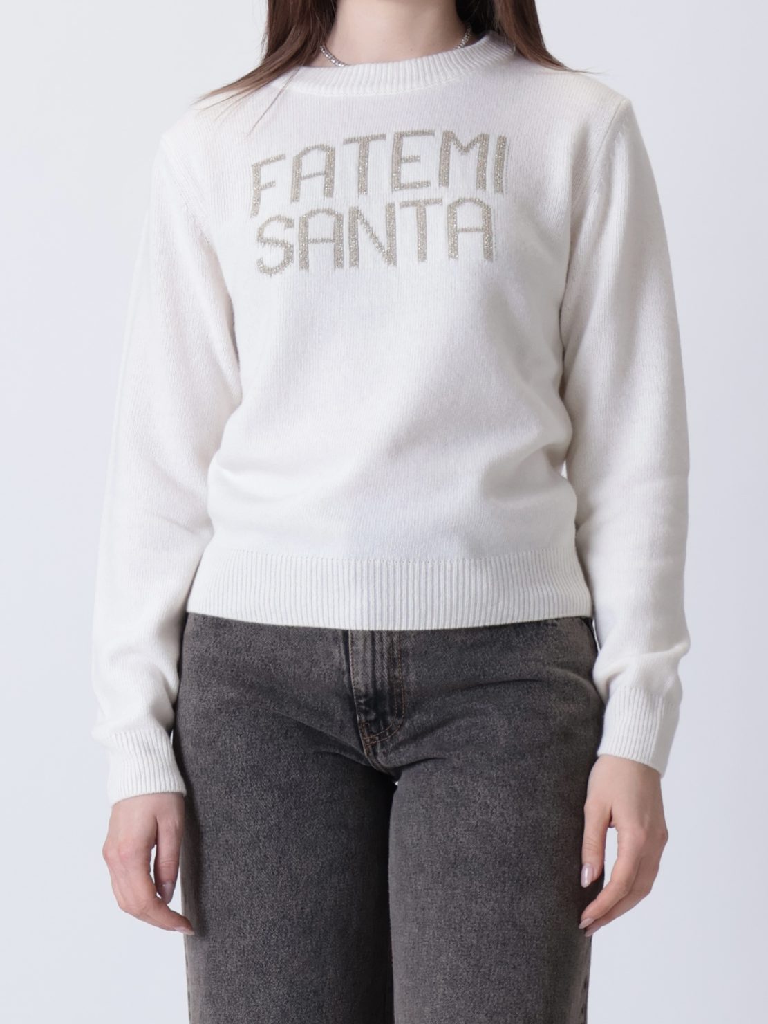 Maglione "FATEMI SANTA" panna