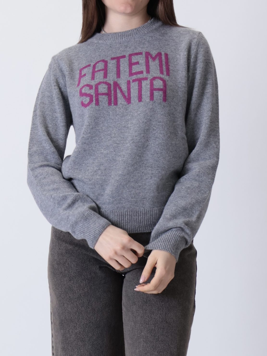 Maglione "FATEMI SANTA" grigio
