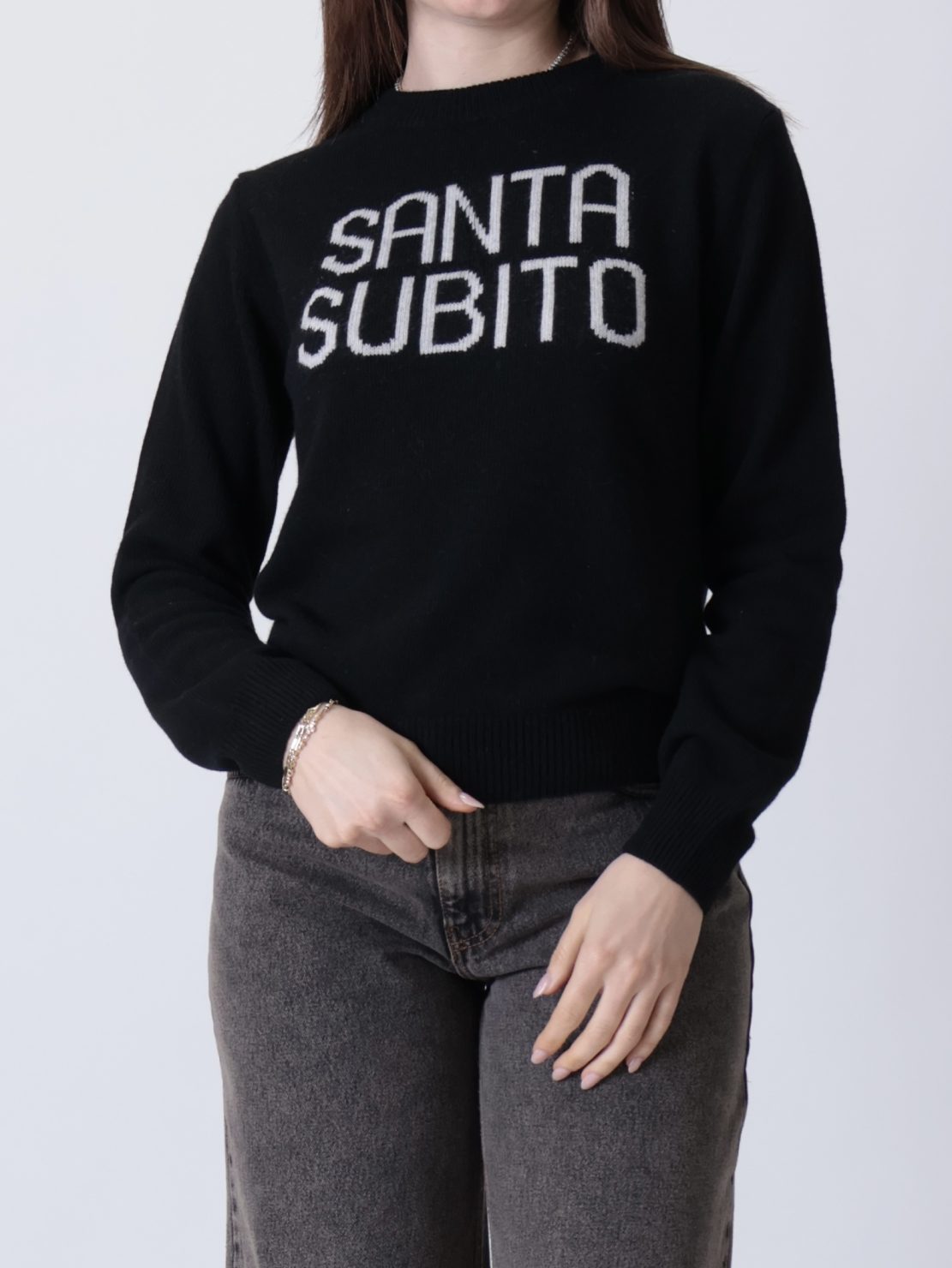 Maglione "SANTA SUBITO" nero
