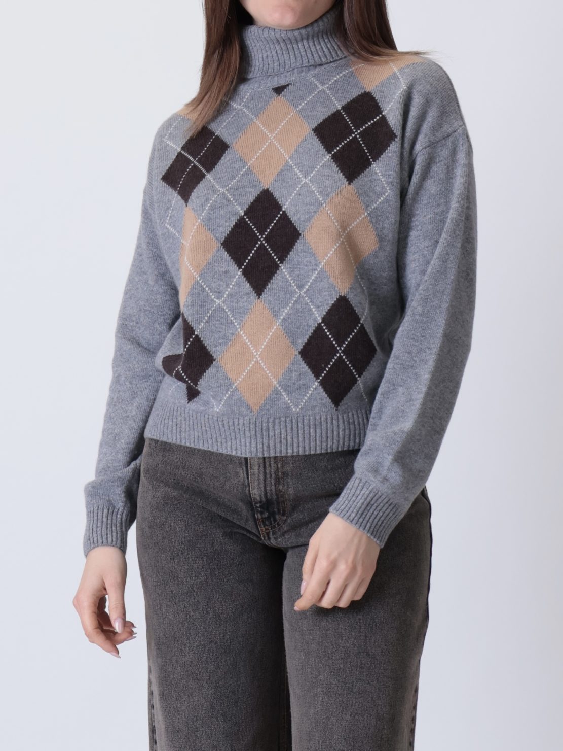 Dolcevita rombi grigio/moro/cammello