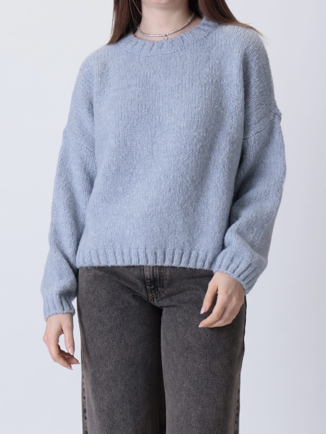 Maglione scollo barca azzurro