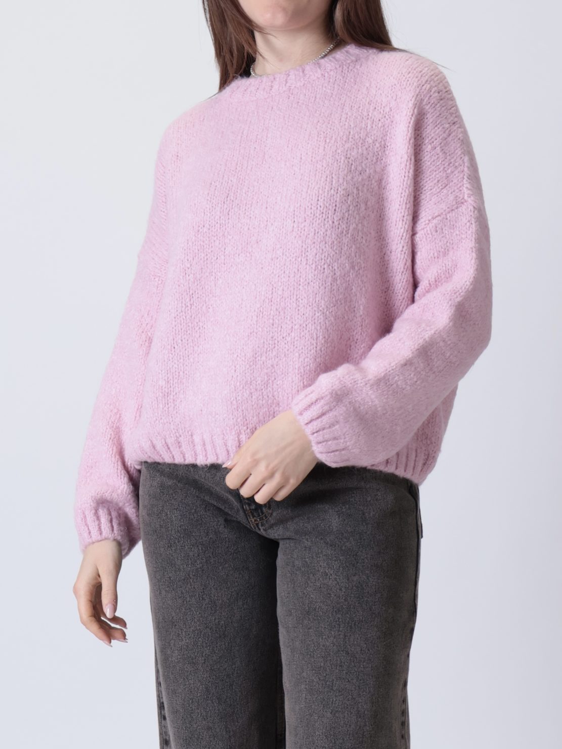 Maglione scollo barca rosa