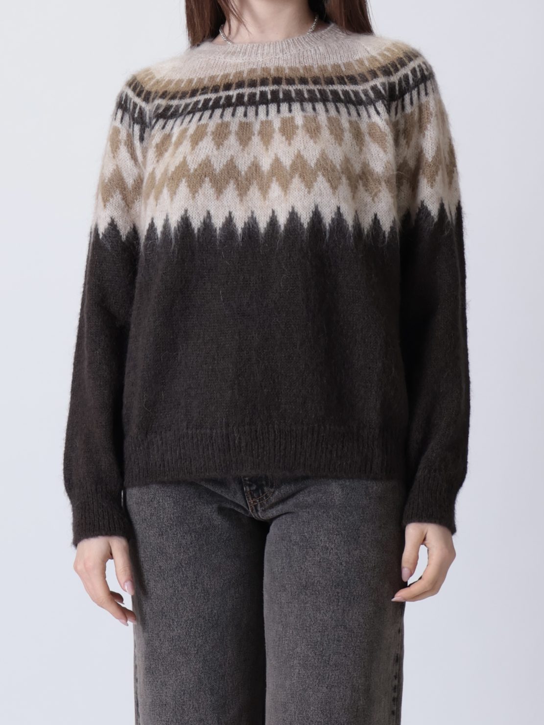 Maglione norvegese moro/cammello