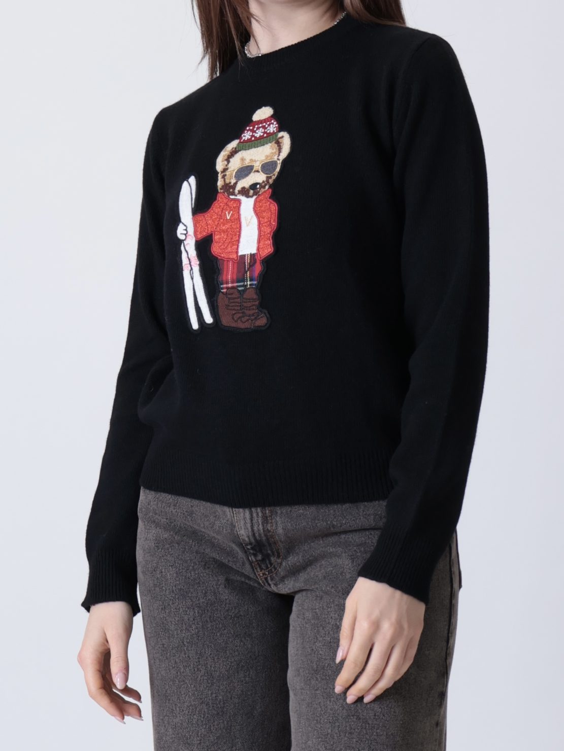 Maglione orsetto scii nero