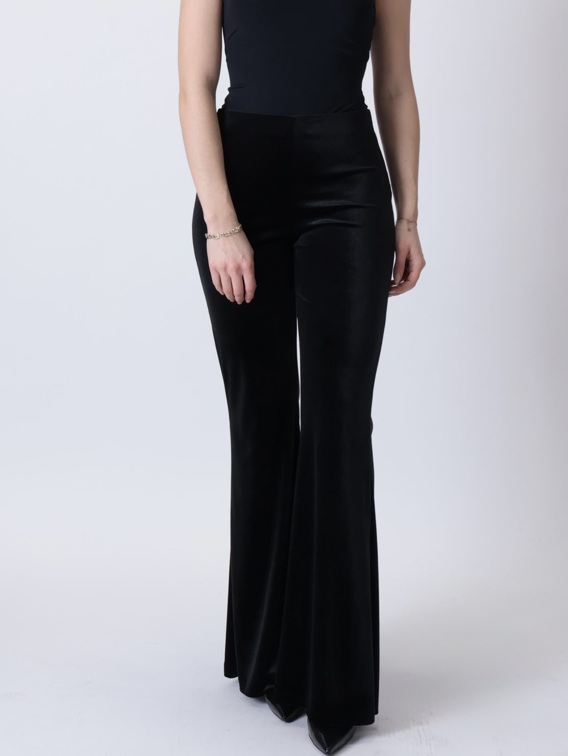 Pantalone velluto liscio nero