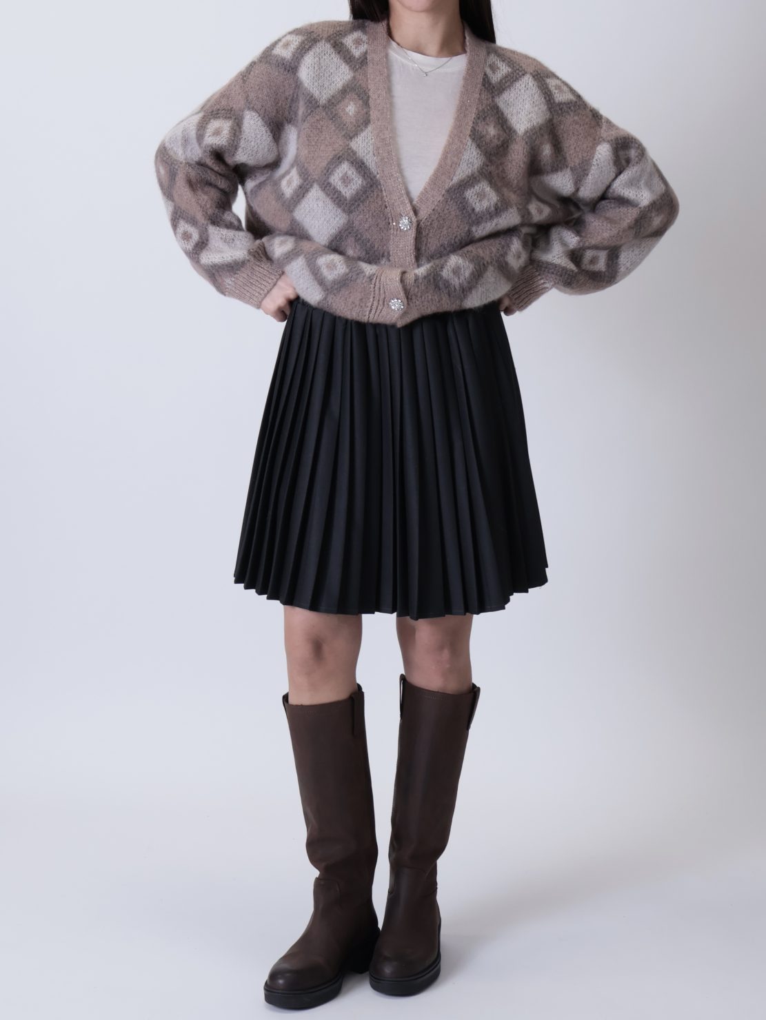 Gonna corta plissetata antracite