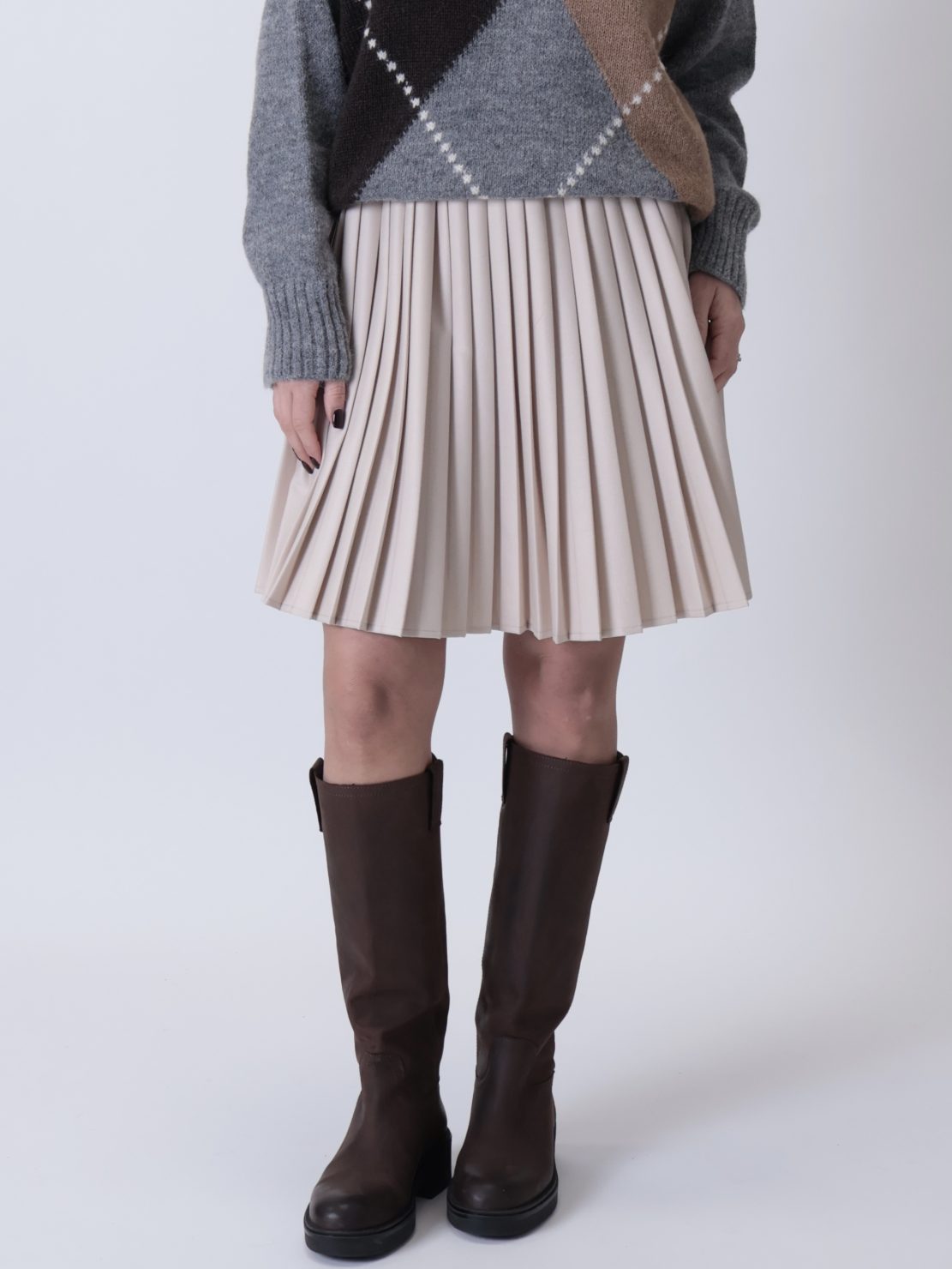 Gonna corta plissetata beige
