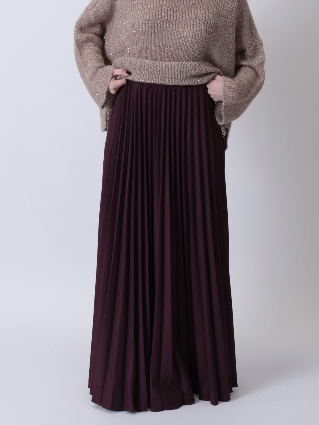 Gonna lunga plissetata bordeaux