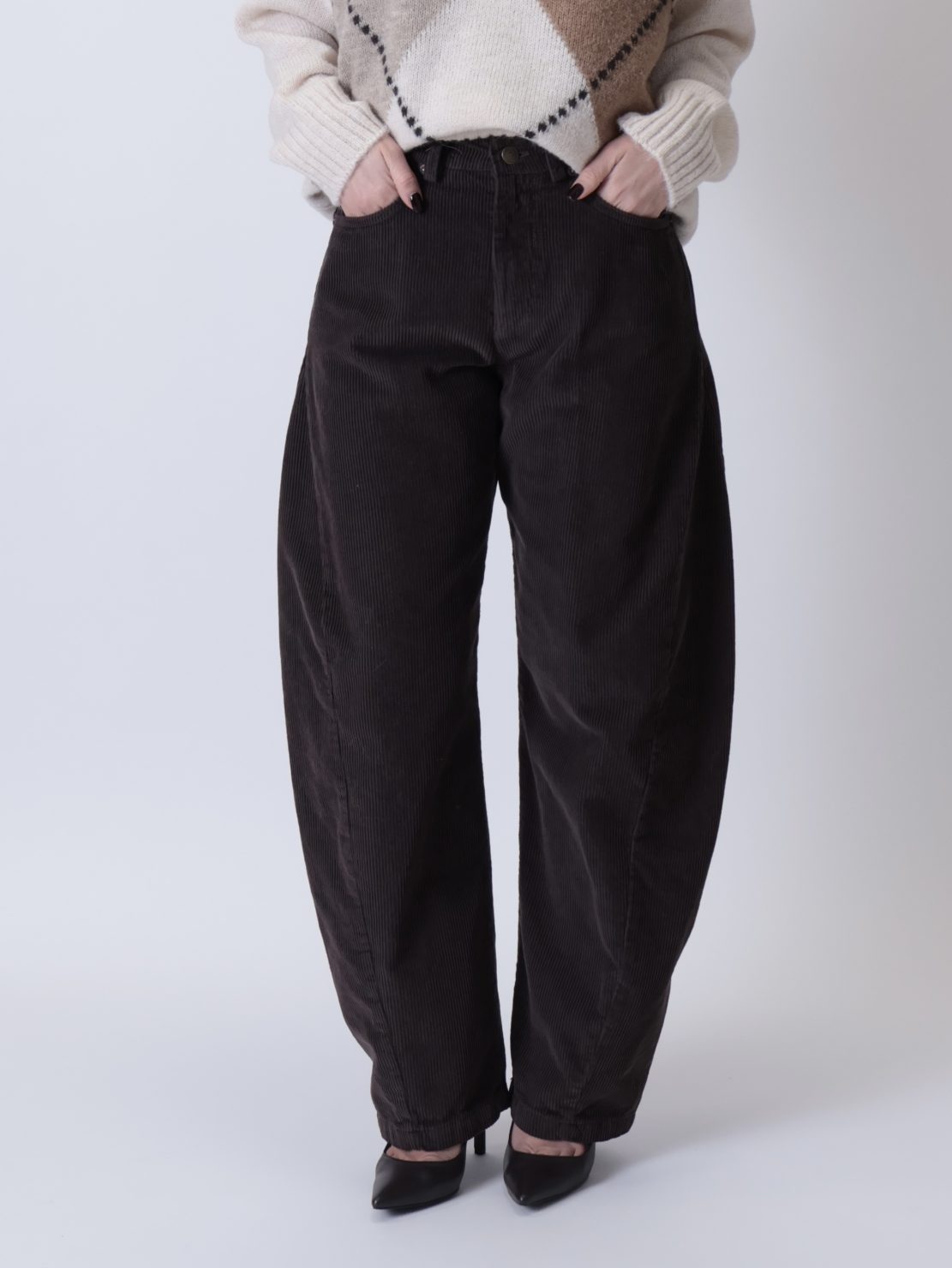 Pantalone cucitura velluto moro