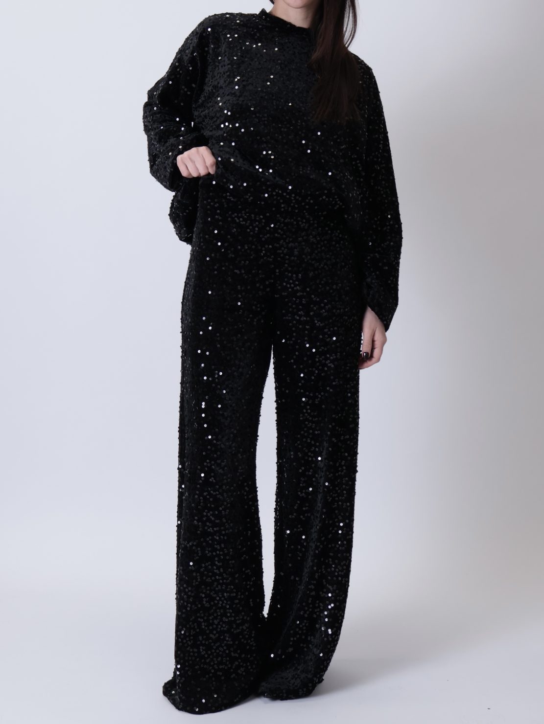 Pantalone paillettes nero