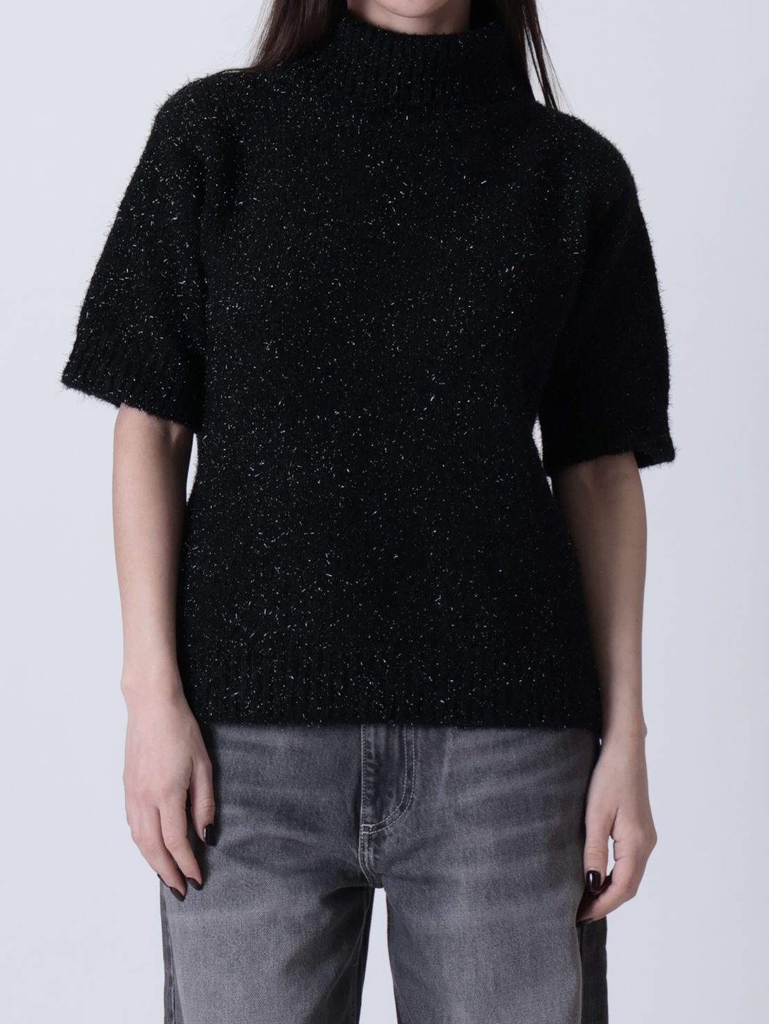 Dolcevita manica corta lurex nero