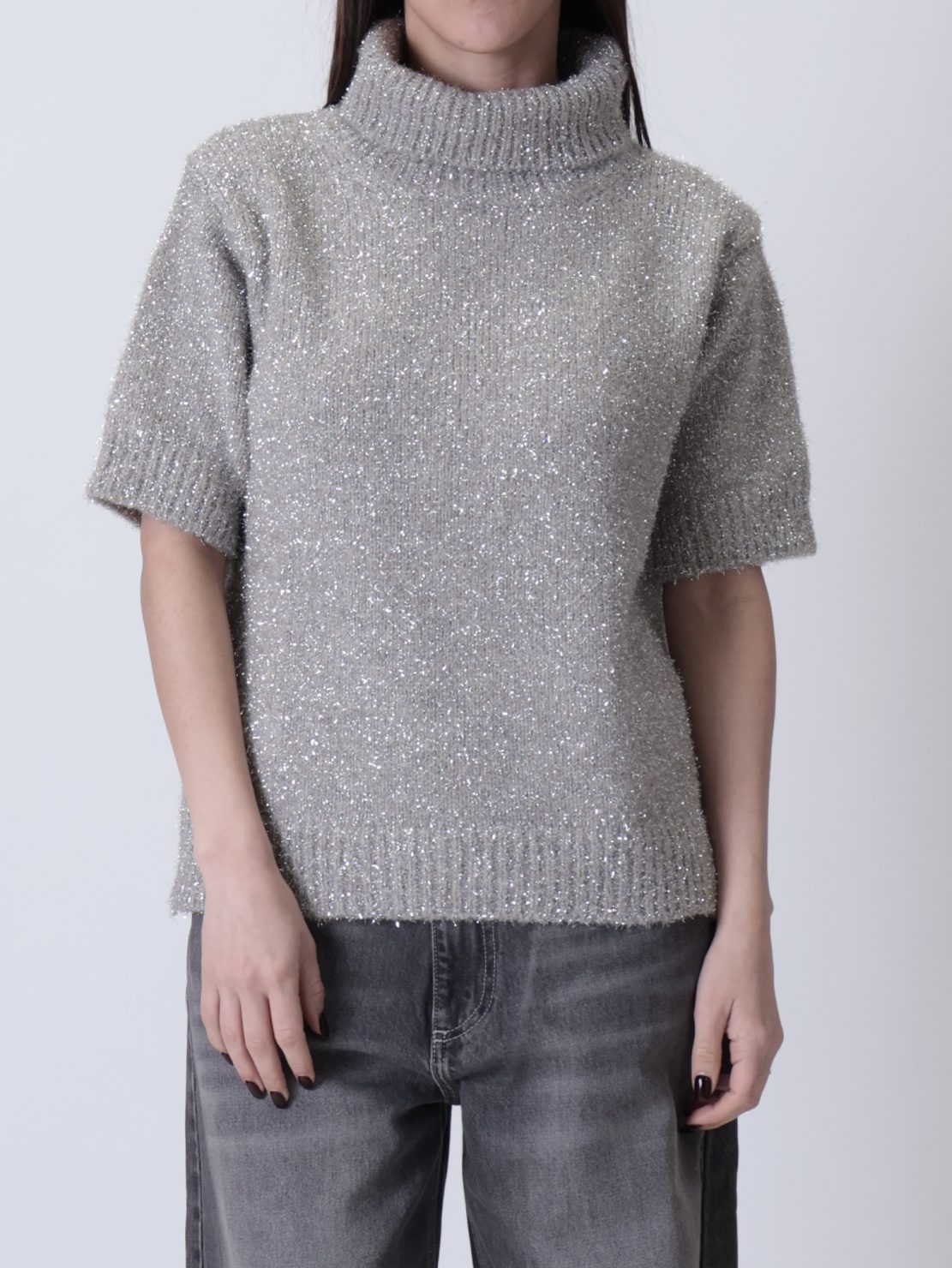 Dolcevita manica corta lurex tortora