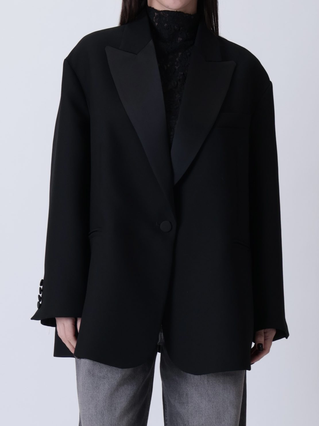 Giacca over un bottone rever nero