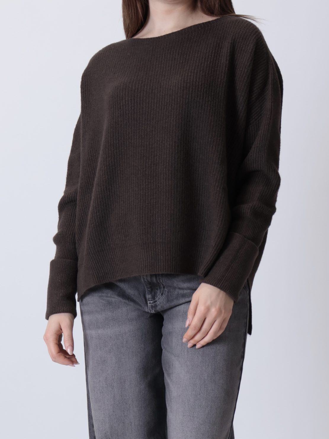 Maglione scollo barca moro