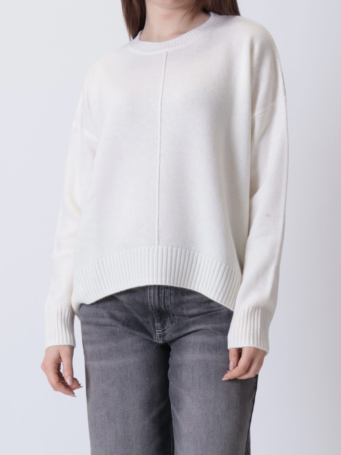 Maglione cucitura  over spalla scesa panna