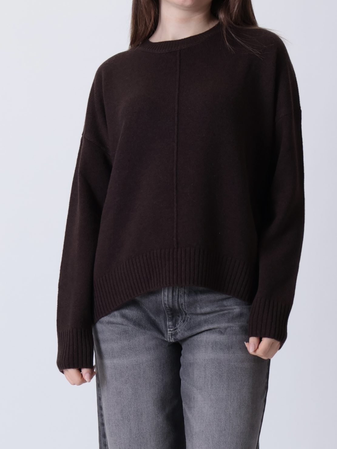 Maglione cucitura  over spalla scesa moro