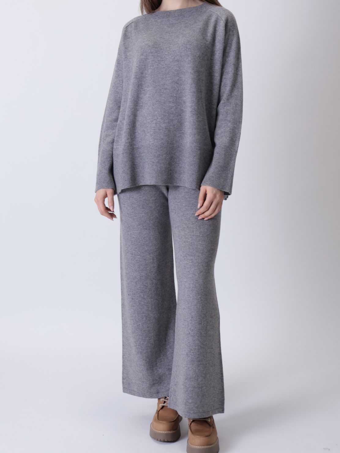 Maglione spacchetti retro 100% lana grigio