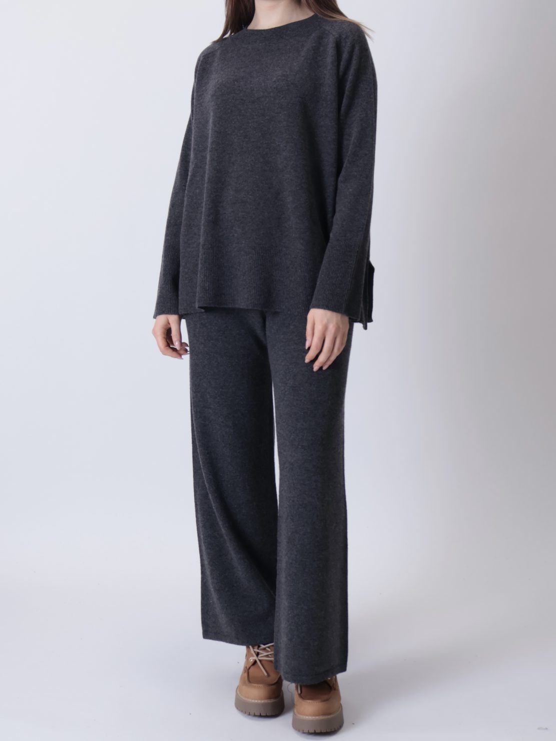 Maglione  spacchetti retro 100% lana antracite