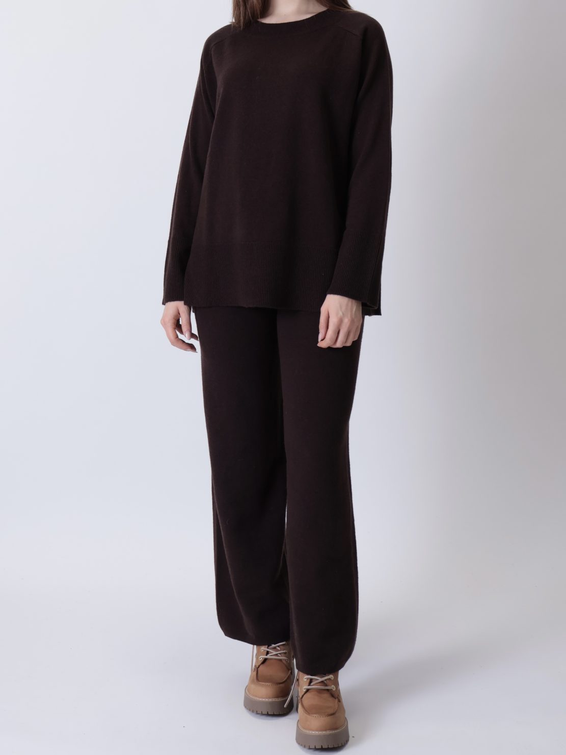 Maglione  spacchetti retro 100% lana moro