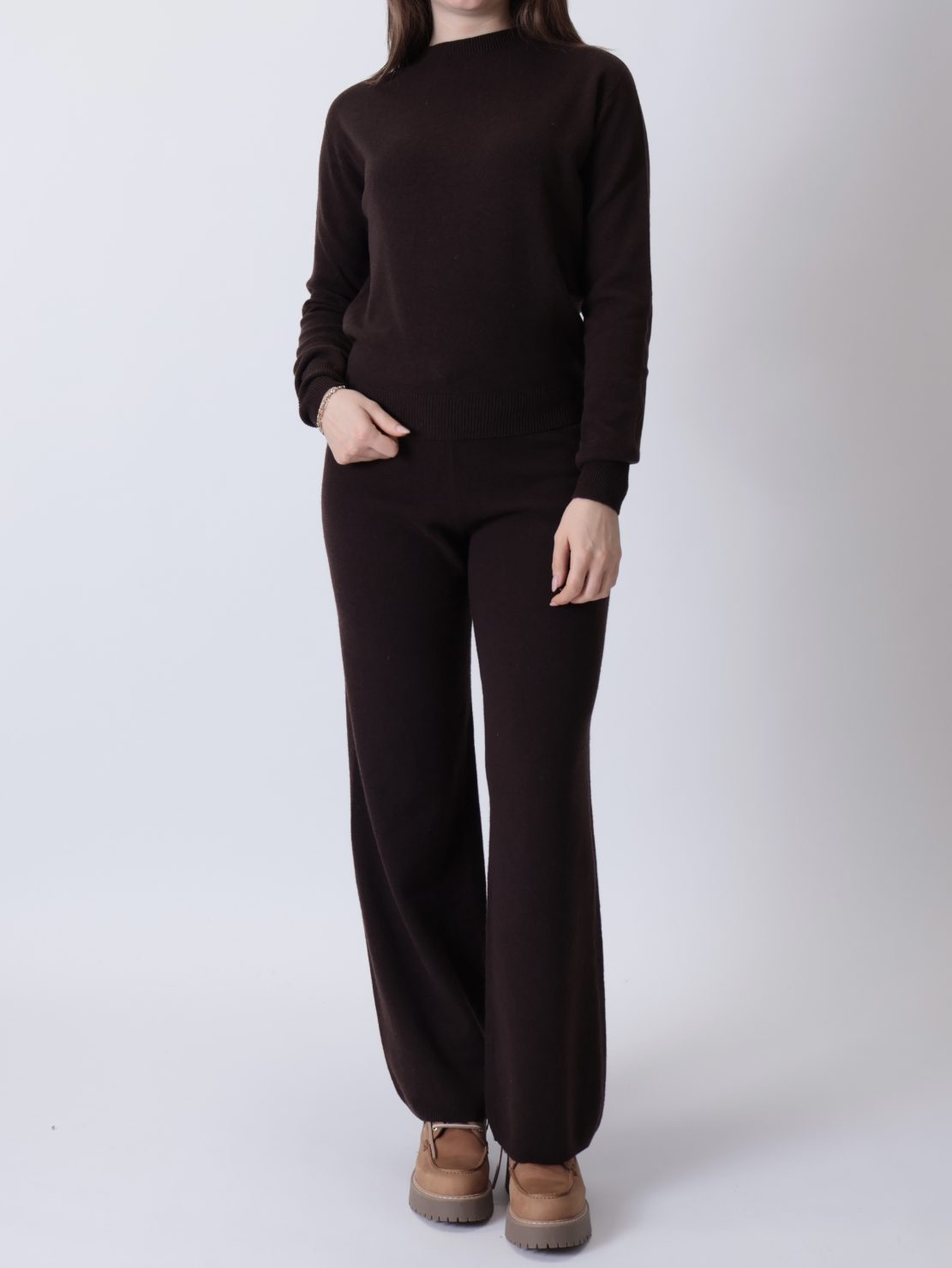 Maglione girocollo 100% lana moro