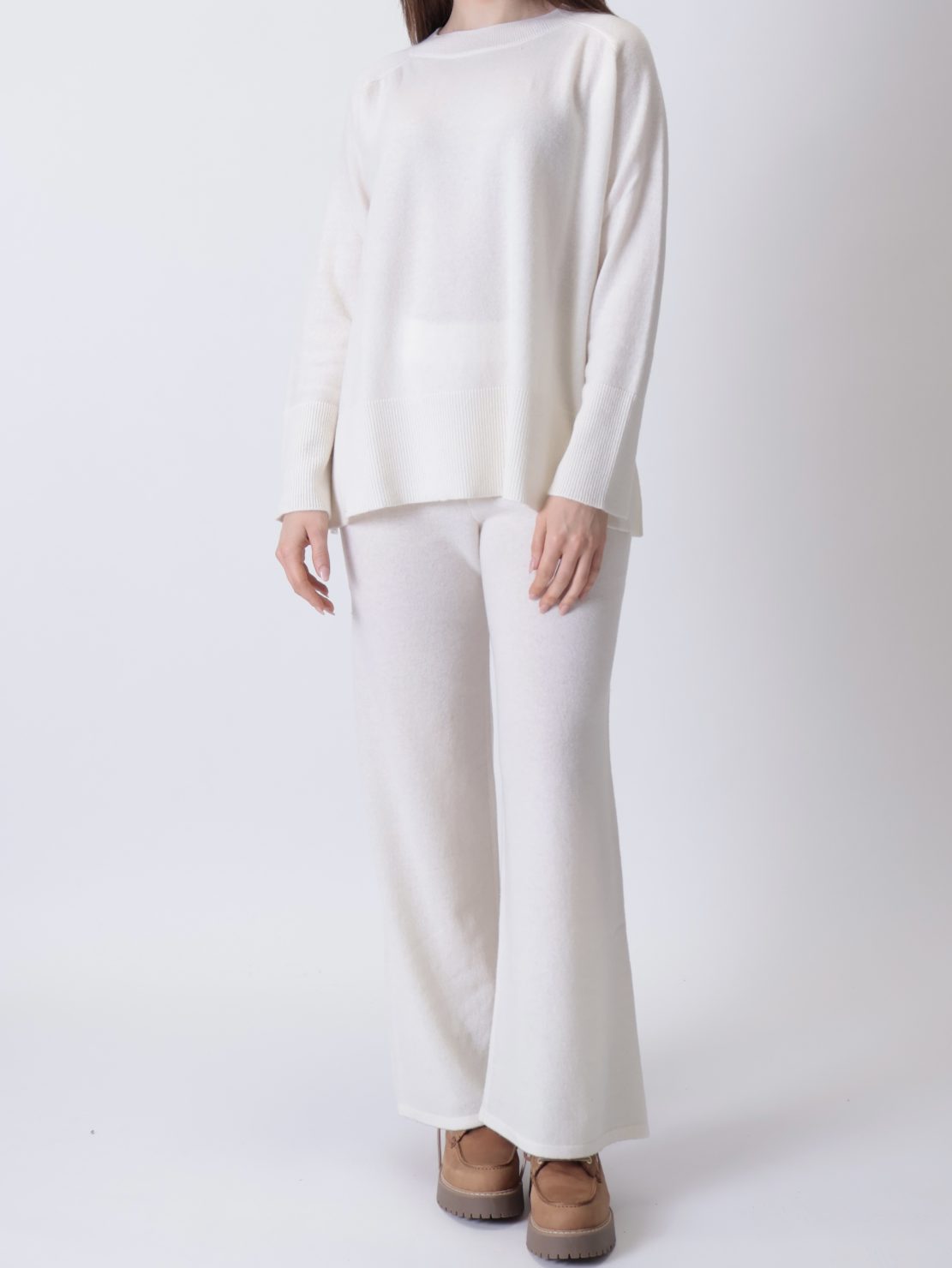 Maglione  spacchetti retro 100% lana panna