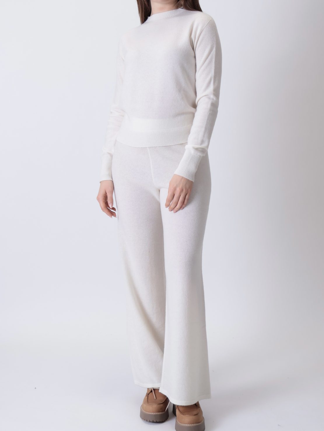 Maglione girocollo 100% lana panna