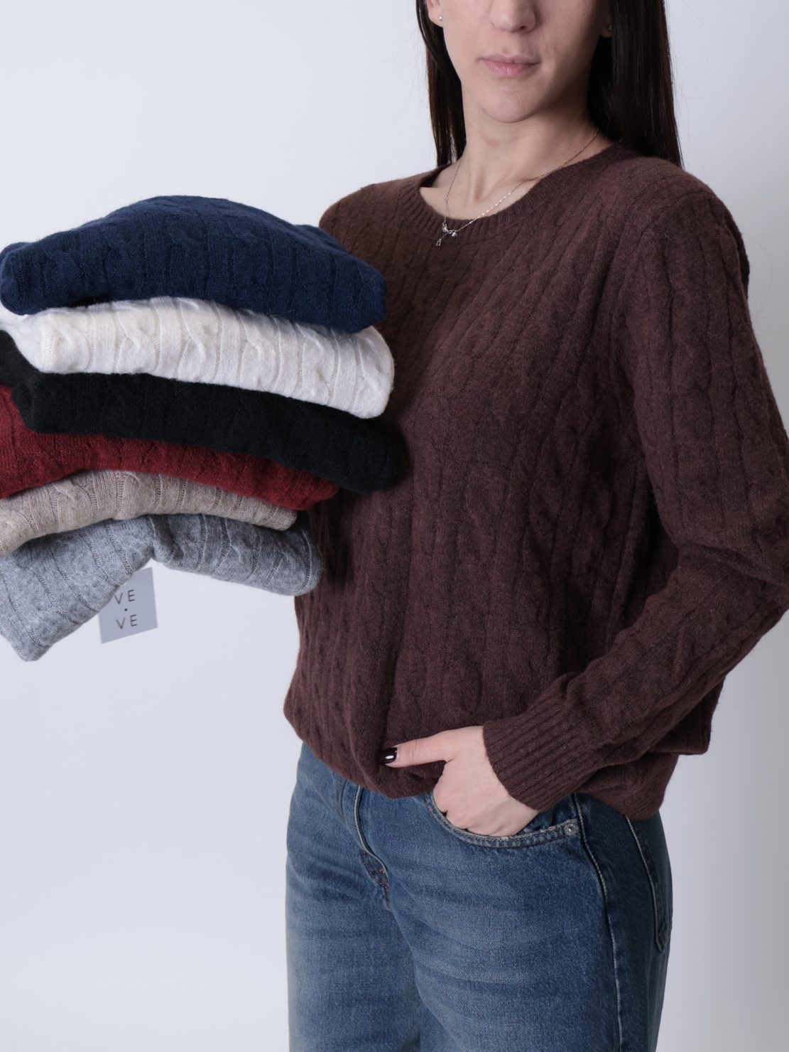 Maglione girocollo trecce