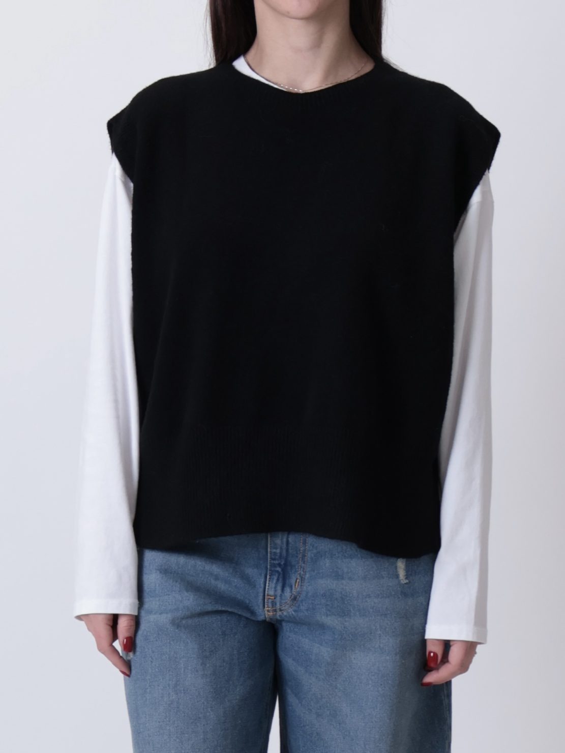 Gilet bottone laterale nero