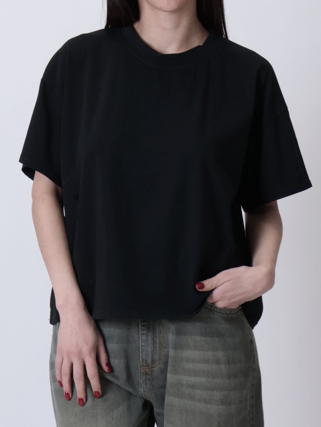 Maglia scatola manica corta nera